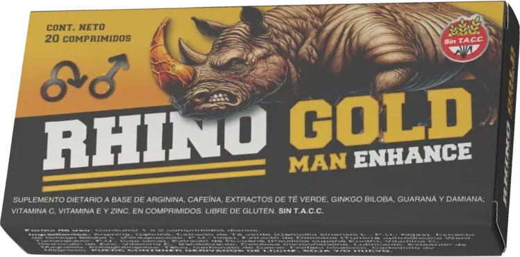 Rhino Gold Argentina: caja con 20 comprimidos para la vitalidad masculina