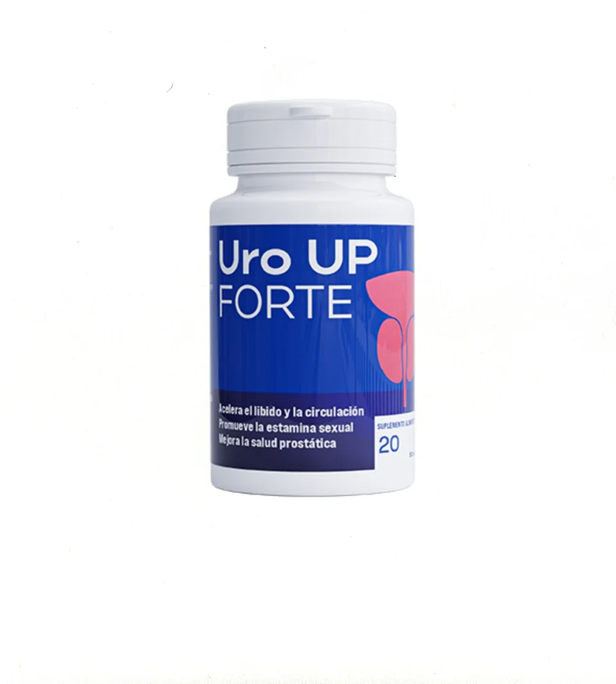 Uro UP Forte España: frasco de cápsulas con muira puama, epilobio y serenoa para la próstata