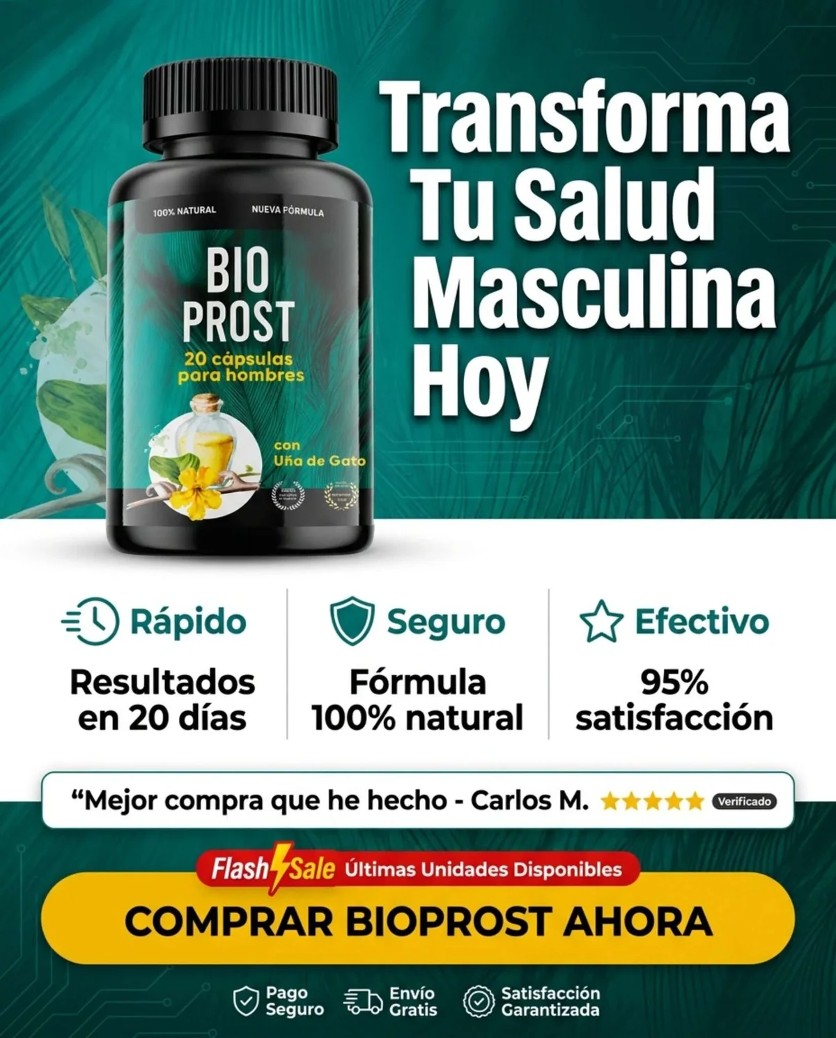 Ingredientes BioProst — Uña de Gato, Chanca Piedra, Licopeno, Calabaza, Achiote, Graviola