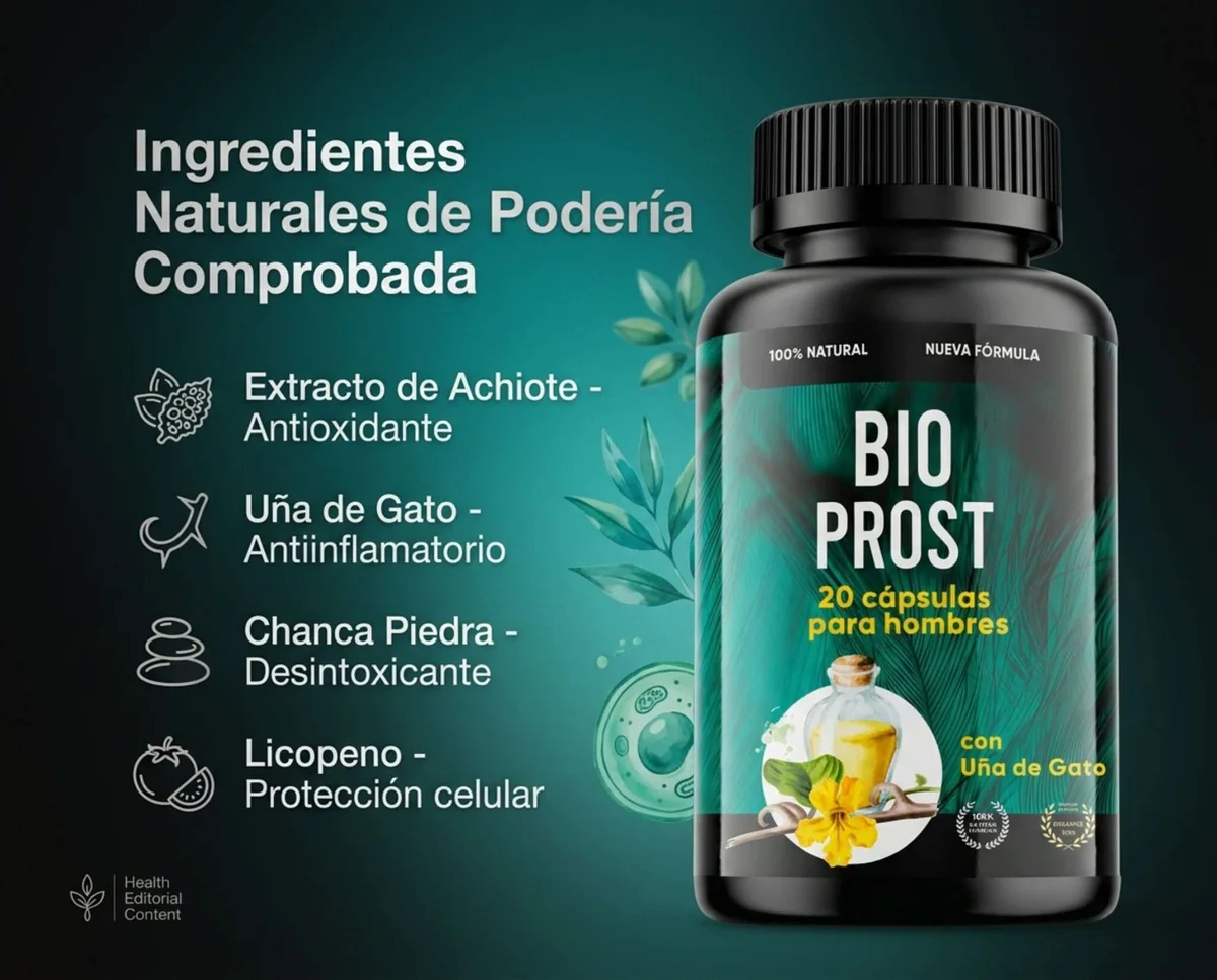 BioProst fórmula sinérgica — 6 ingredientes naturales peruanos para la próstata