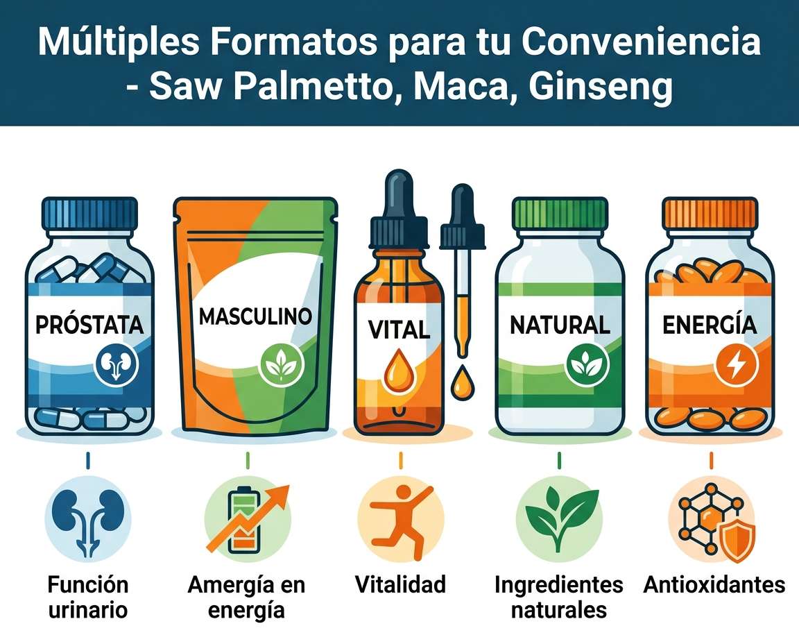 Ingredientes naturales para la salud de la próstata — palma sabal, zinc, licopeno